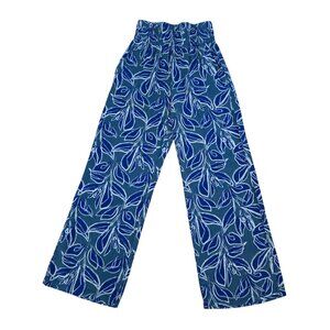 Sincerely Jules Wide Leg Pants in Blue Leaf Print